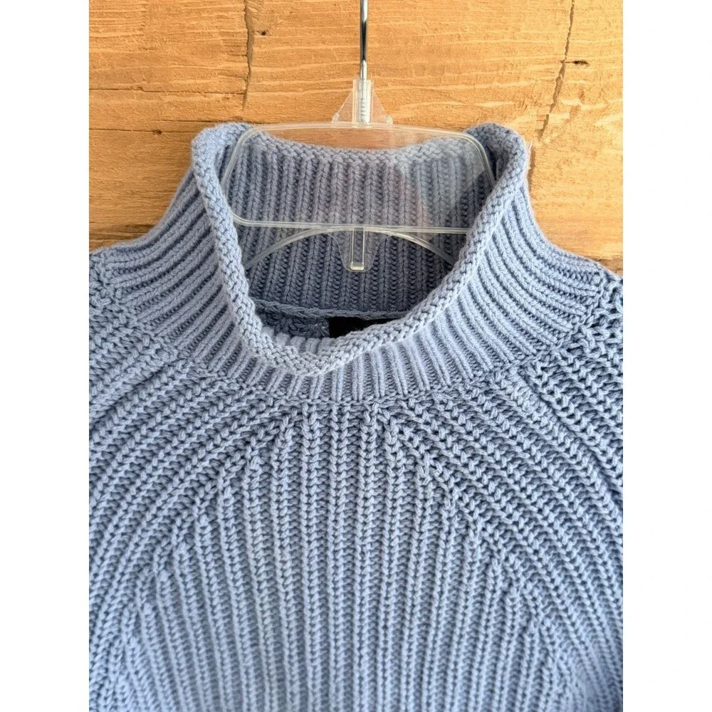 J.Crew Women's XXS Relaxed Marled Rollneck Cotton Sweater Blue 100% cotton